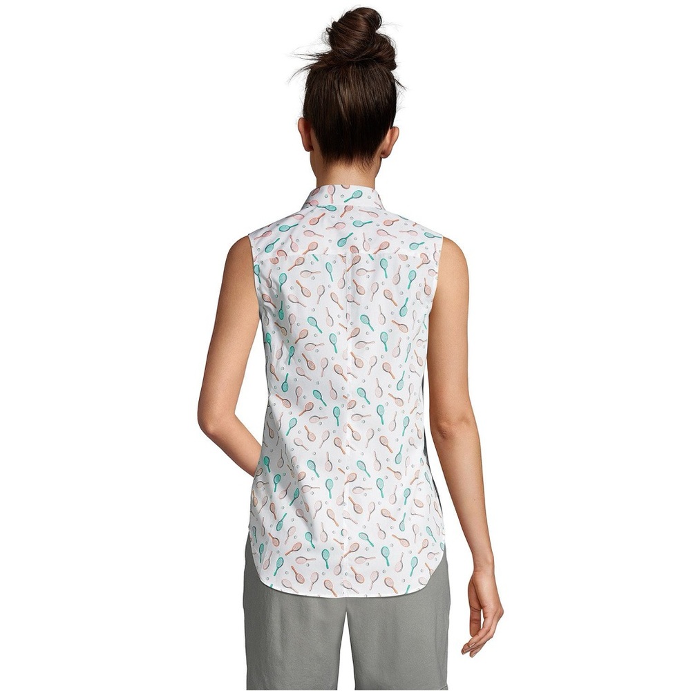 Lands' End Sleeveless Button-Down Top Tropical Vacation Summer - Picture 8 of 8
